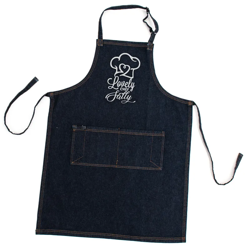Personalized Denim Chef Apron with a Lovely Chef Message