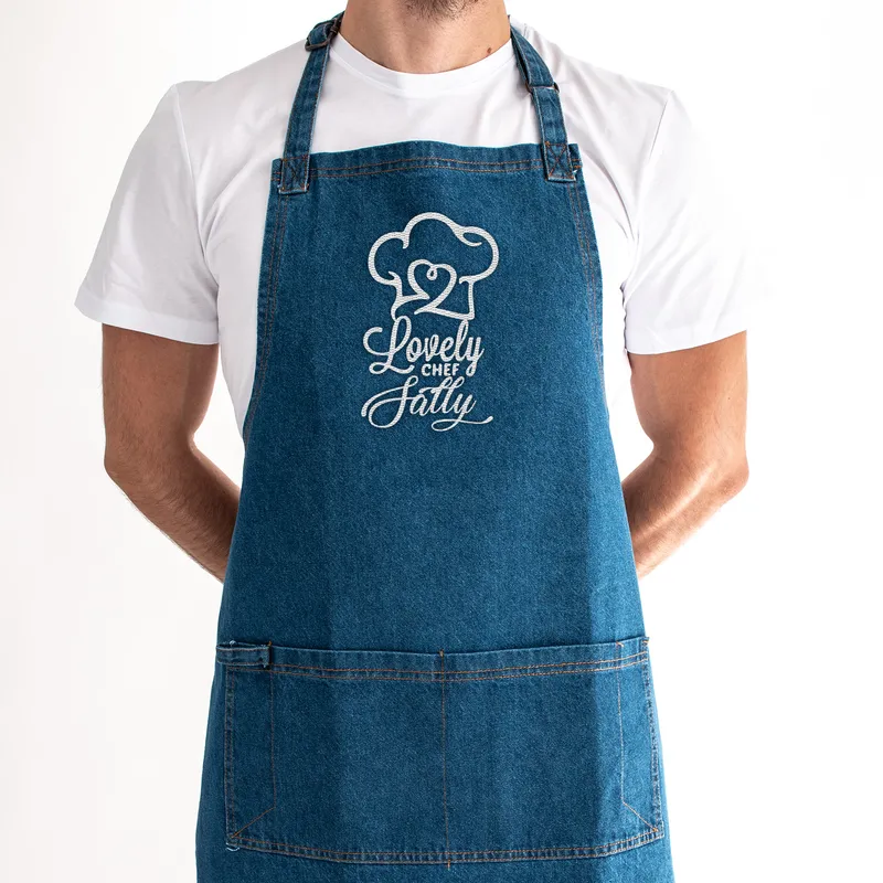 Personalized Denim Chef Apron with a Lovely Chef Message