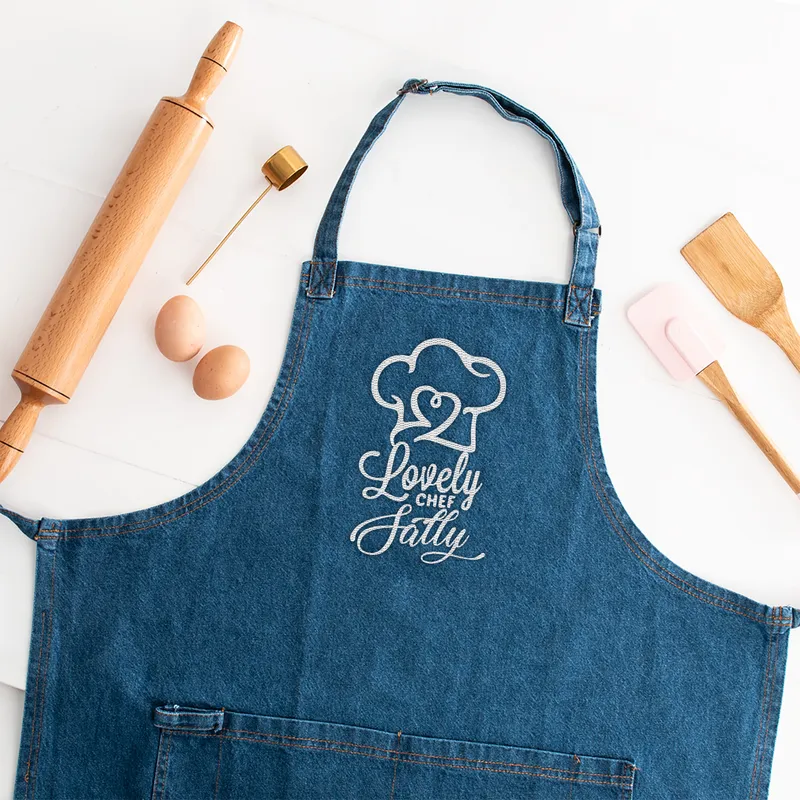 Personalized Denim Chef Apron with a Lovely Chef Message