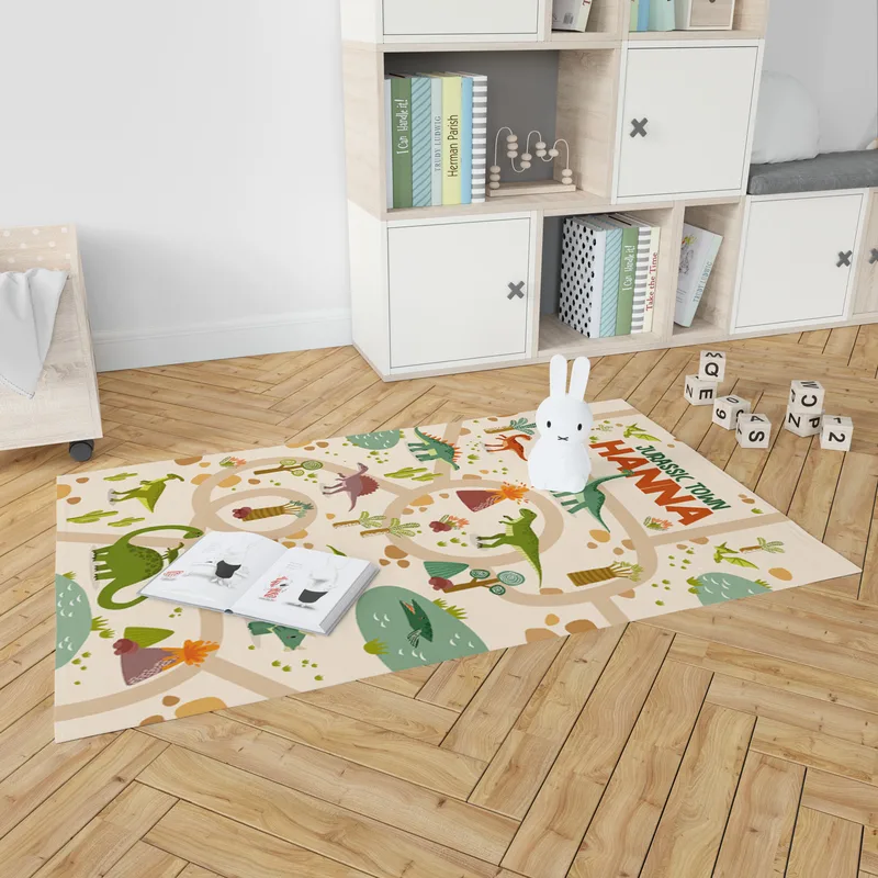 Personalized Dinosaur Themed Kids Play Mat - Personalized Kids Play Blanket