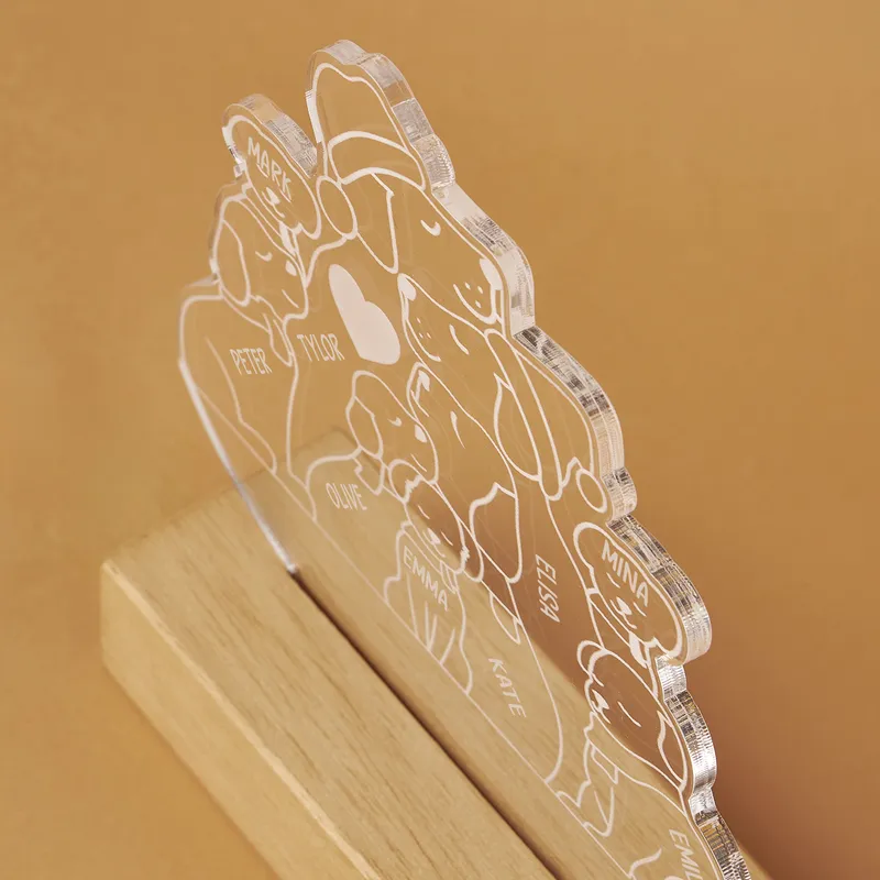 Personalized Dog Family LED Lamp Custom Names Gift