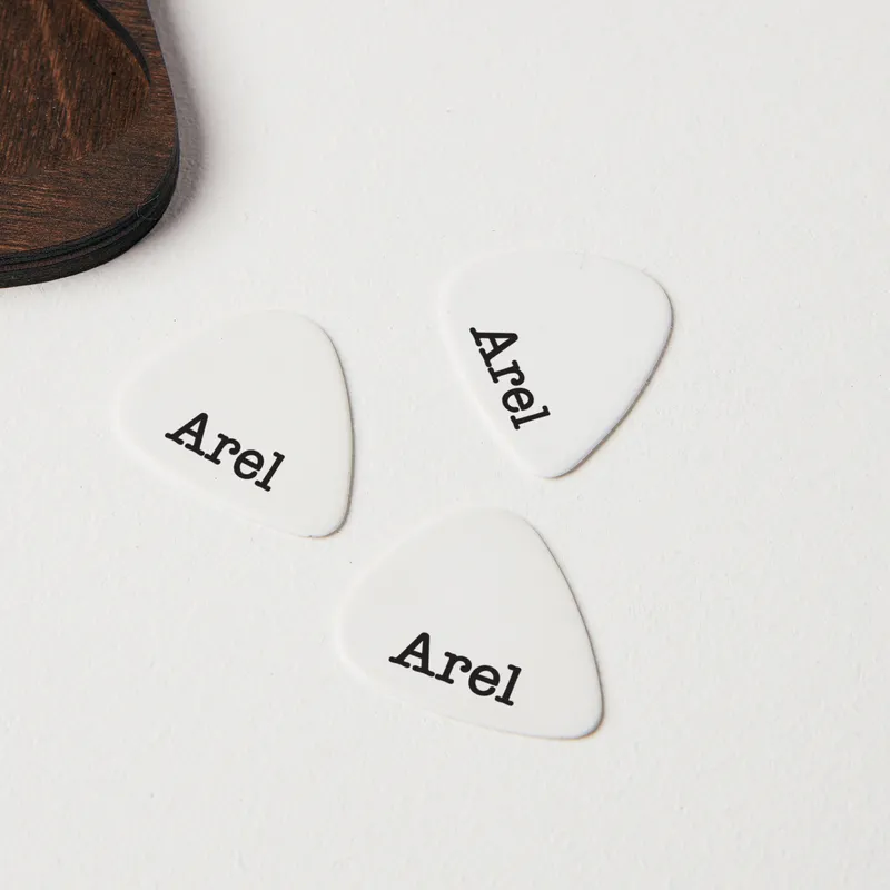 Personalized Electric Guitar Pick Set with Wooden Case for Music Lovers