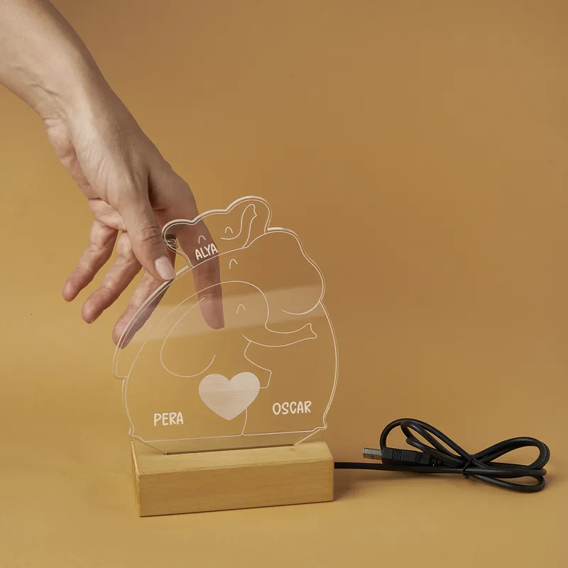 Personalized Elephant Family LED Lamp for Gifts