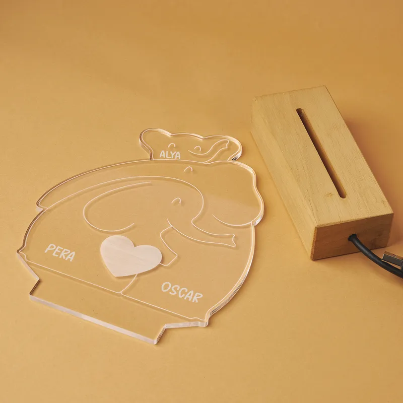 Personalized Elephant Family LED Lamp for Gifts