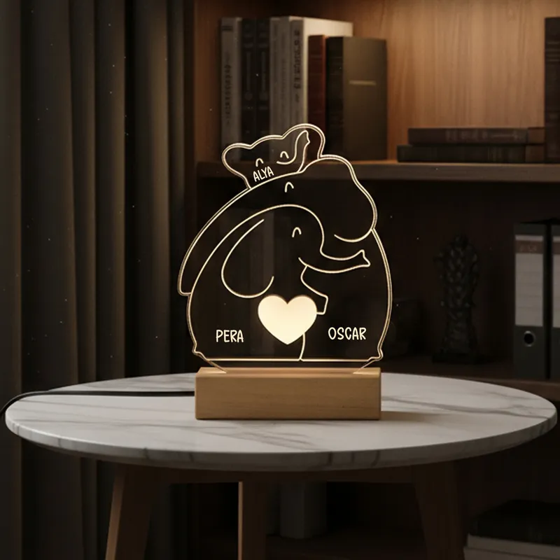 Personalized Elephant Family LED Lamp for Gifts