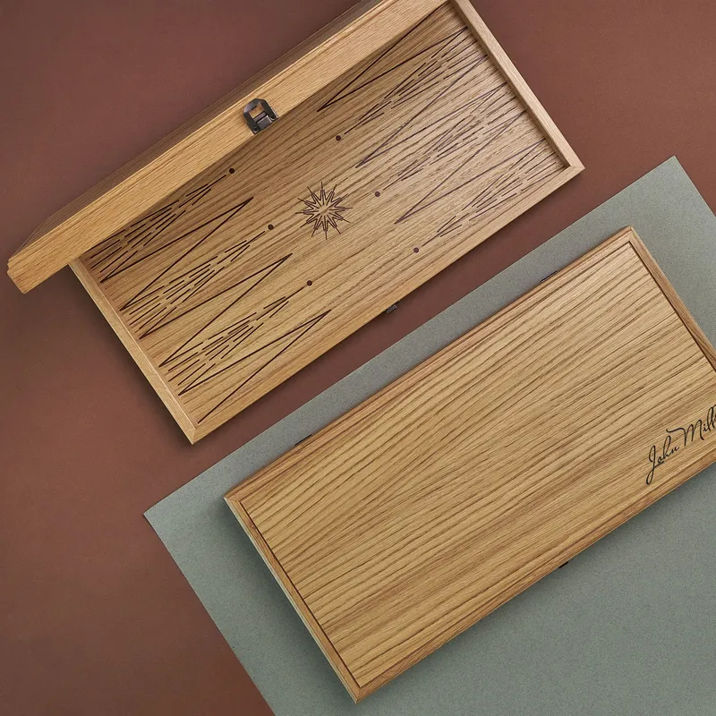 Personalized Elite Grooved Personalized Oak Backgammon