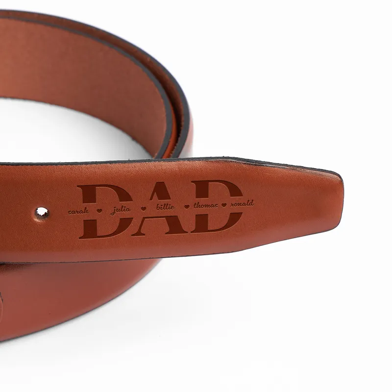 Personalized Engraved Leather Belt for Dad
