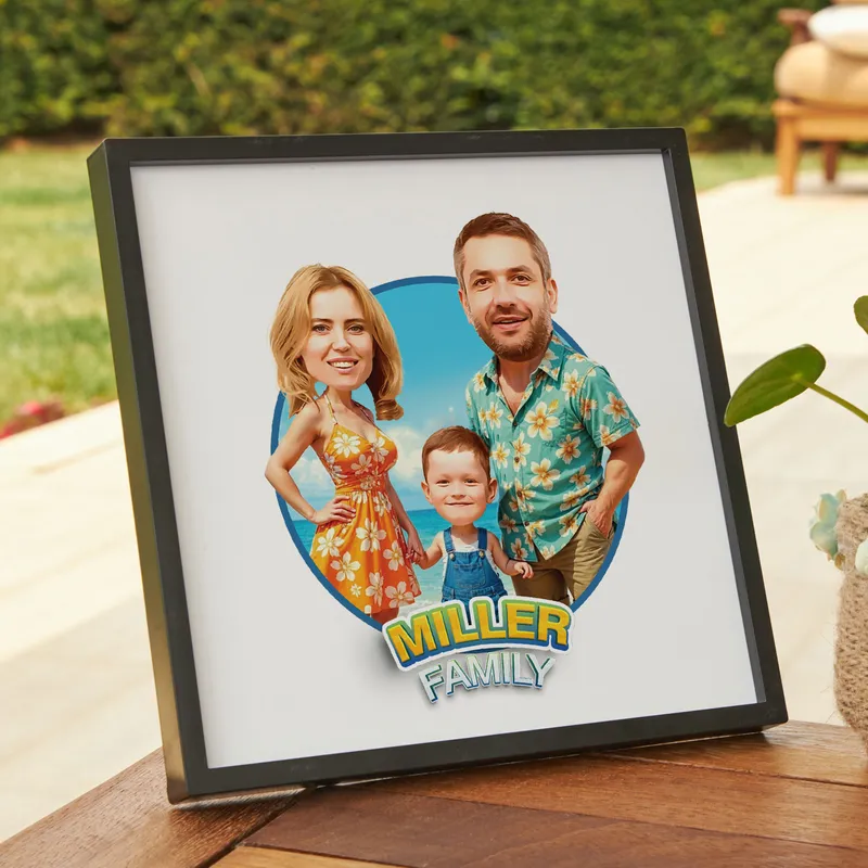 Personalized Family Cartoon Photo Frame Keepsake