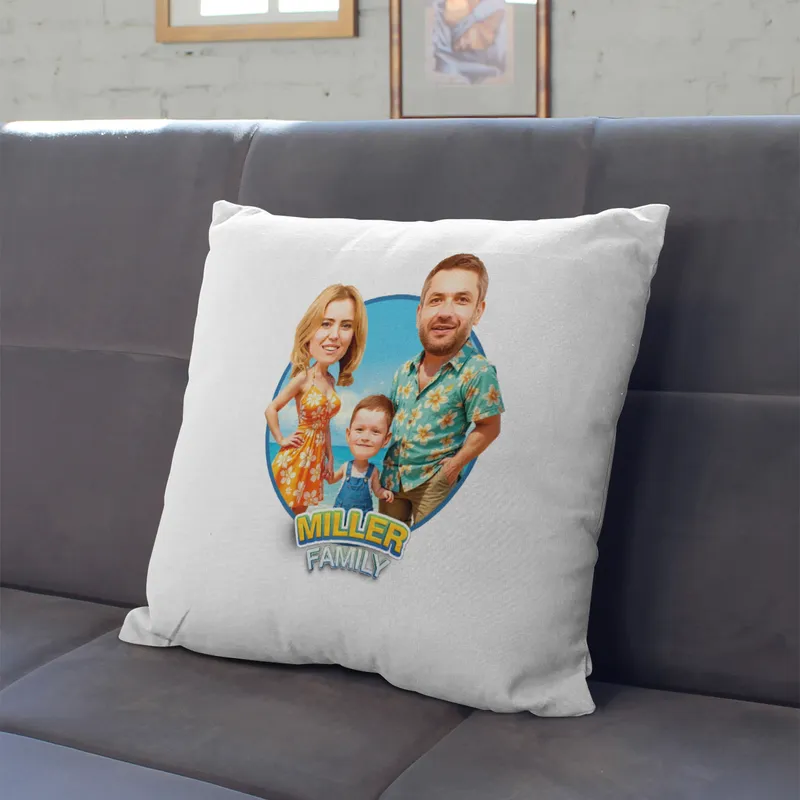 Personalized Family Cartoon Photo Pillow