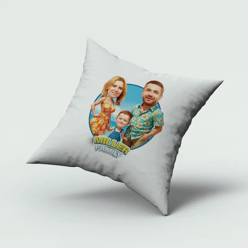 Personalized Family Cartoon Photo Pillow