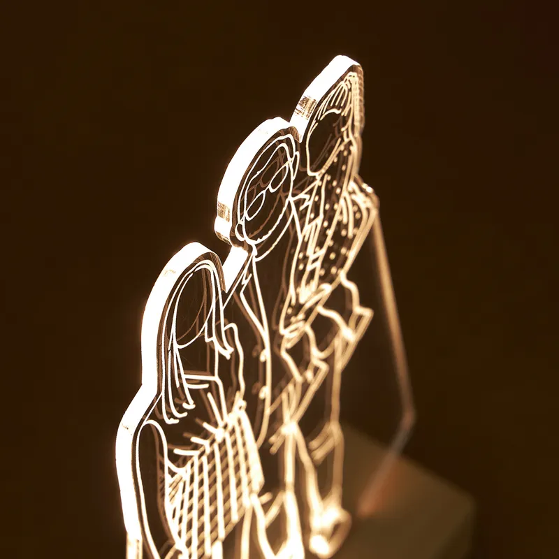 Personalised Family Photo Line Art LED Lamp