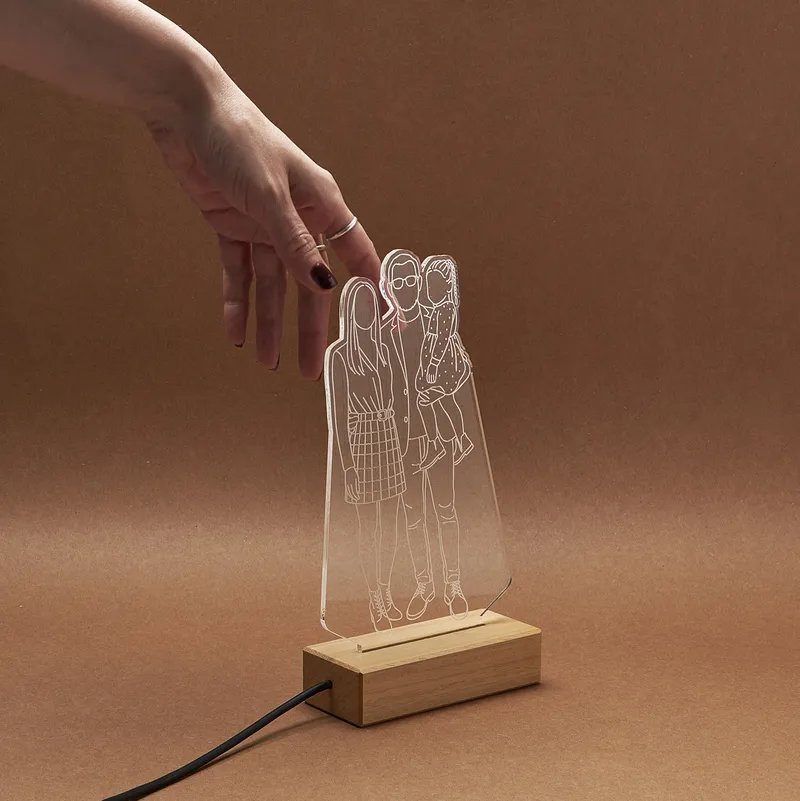 Personalised Family Photo Line Art LED Lamp