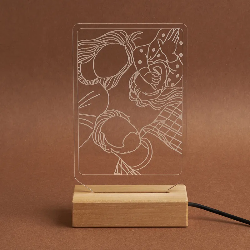 Personalized Family Line Art Portrait Lamp