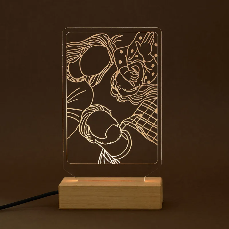 Personalized Family Line Art Portrait Lamp