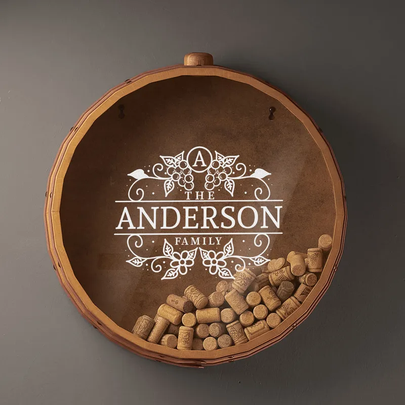Personalised Family Name Decorative Wine Cork Storage Barrel