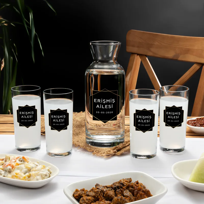 Personalized Family Name Raki Glass Set with Carafe