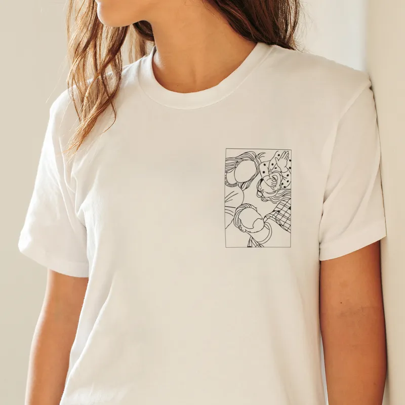 Personalised Family Photo Line Art T-Shirt
