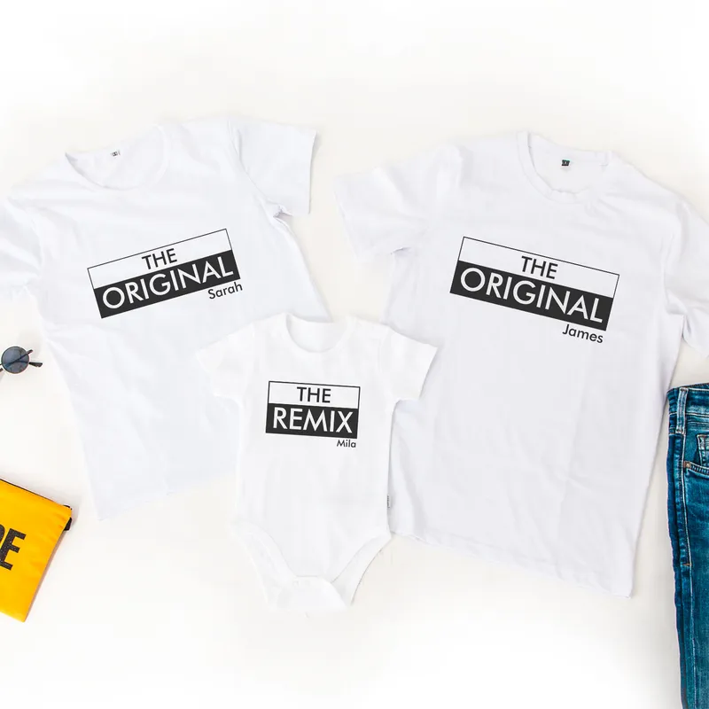 Personalised Family T-Shirt and Baby Onesie Set