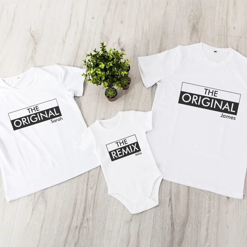 Personalised Family T-Shirt and Baby Onesie Set