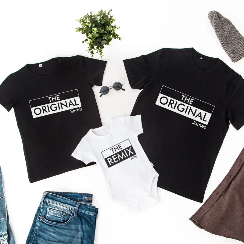 Personalised Family T-Shirt and Baby Onesie Set