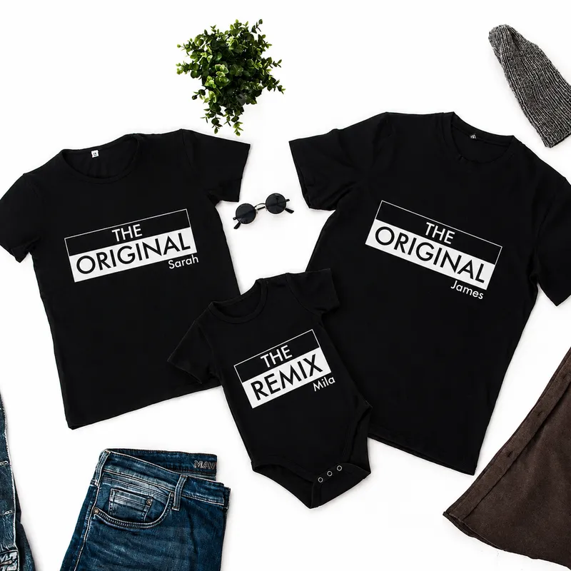 Personalised Family T-Shirt and Baby Onesie Set