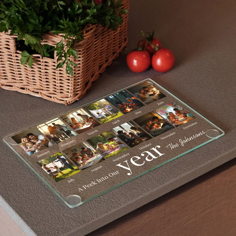 Personalised Family Year Glass Cutting Board