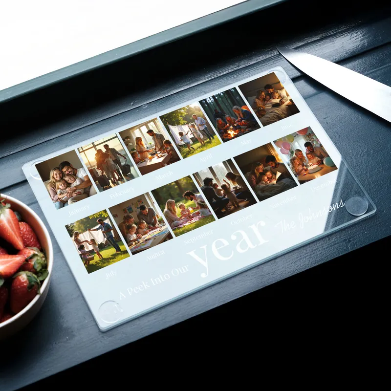 Personalised Family Year Glass Cutting Board