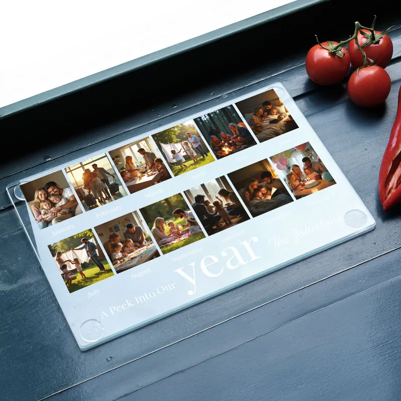 Personalised Family Year Glass Cutting Board