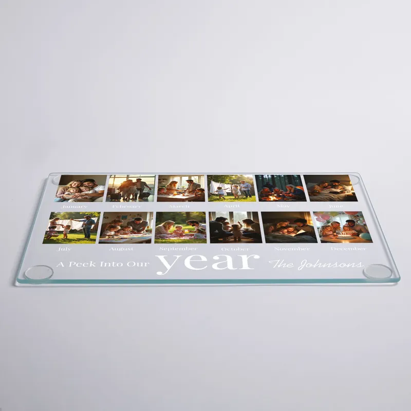 Personalised Family Year Glass Cutting Board