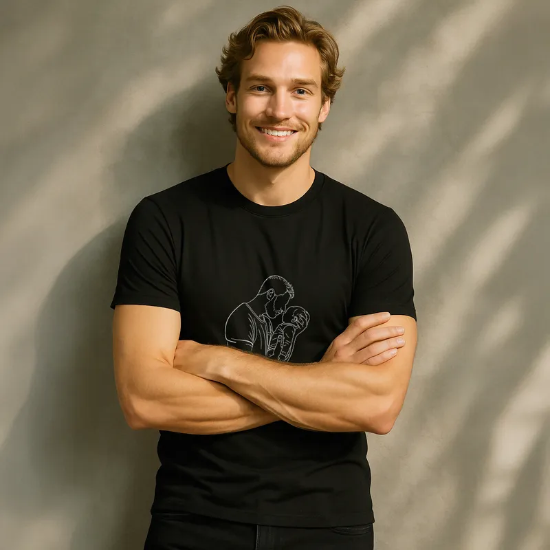 Personalised First Father's Day Line Art Dad and Baby Set