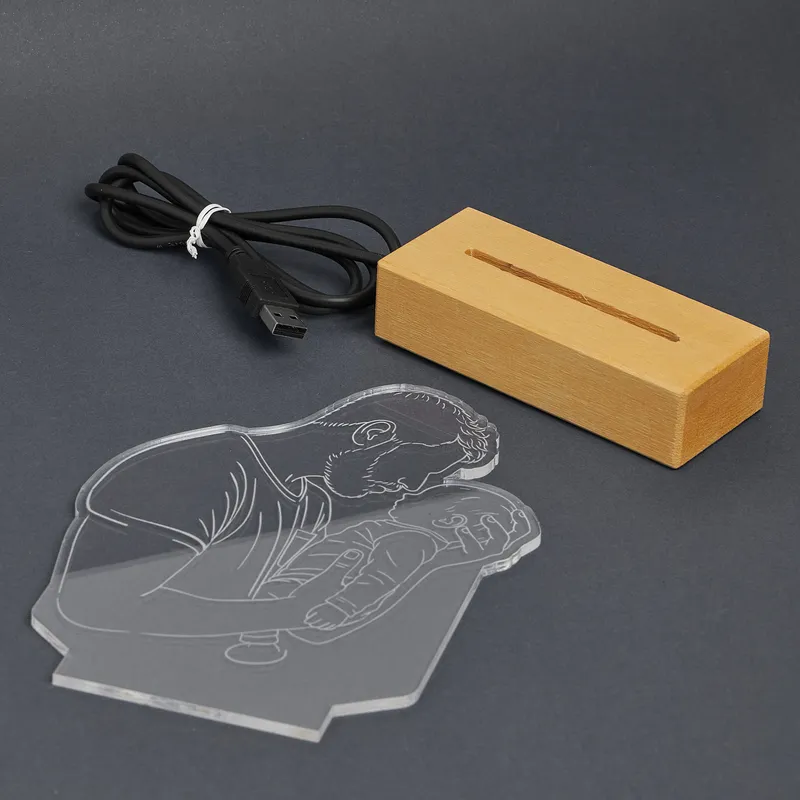 Personalized First Father's Day Photo Line Art LED Lamp