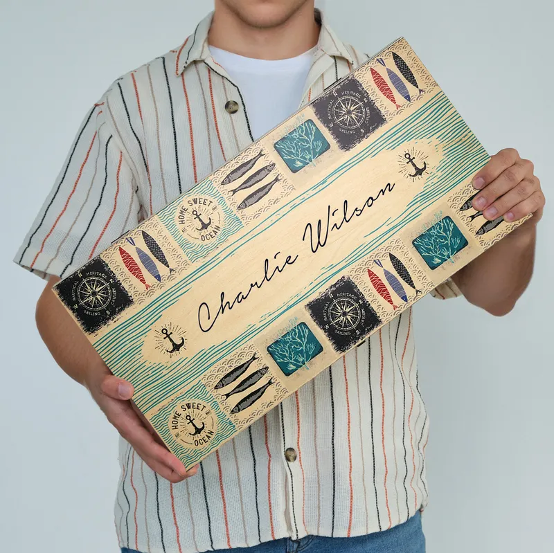 Personalized Fish Design Handmade Backgammon Set