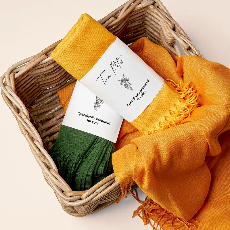 Personalised Honey-Coloured Floral Shawl with Belt