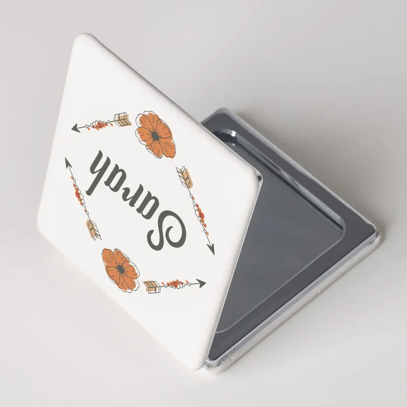 Personalised Floral Design White Hand Mirror