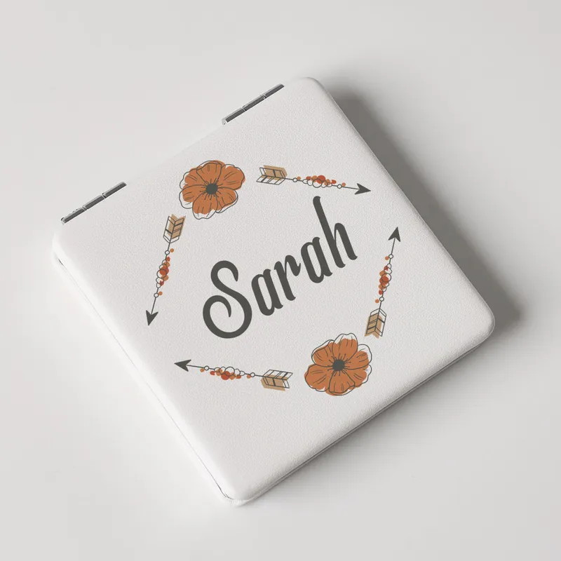 Personalised Floral Design White Hand Mirror