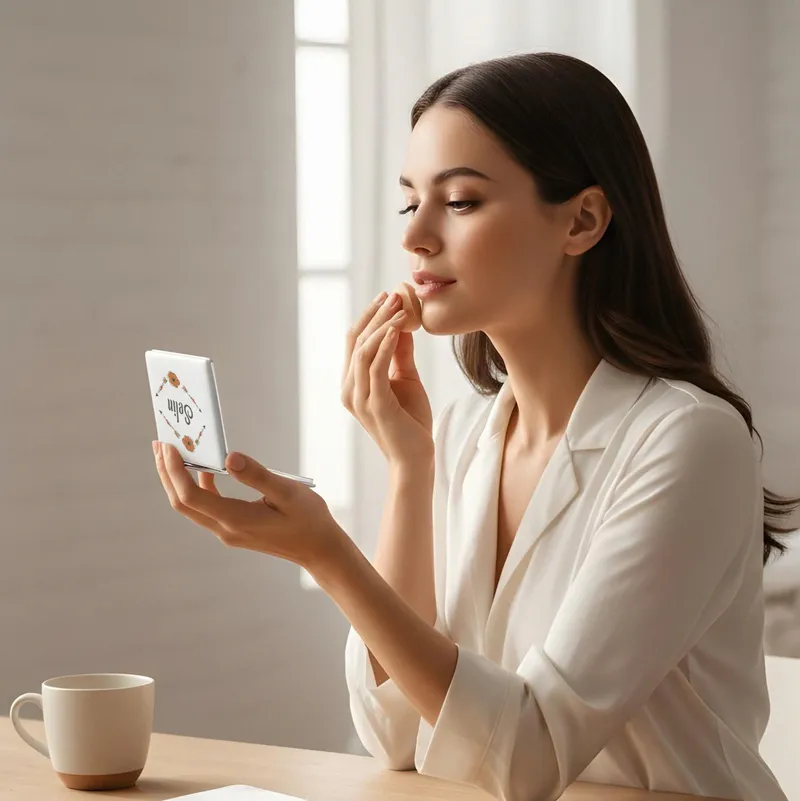 Personalised Floral Design White Hand Mirror