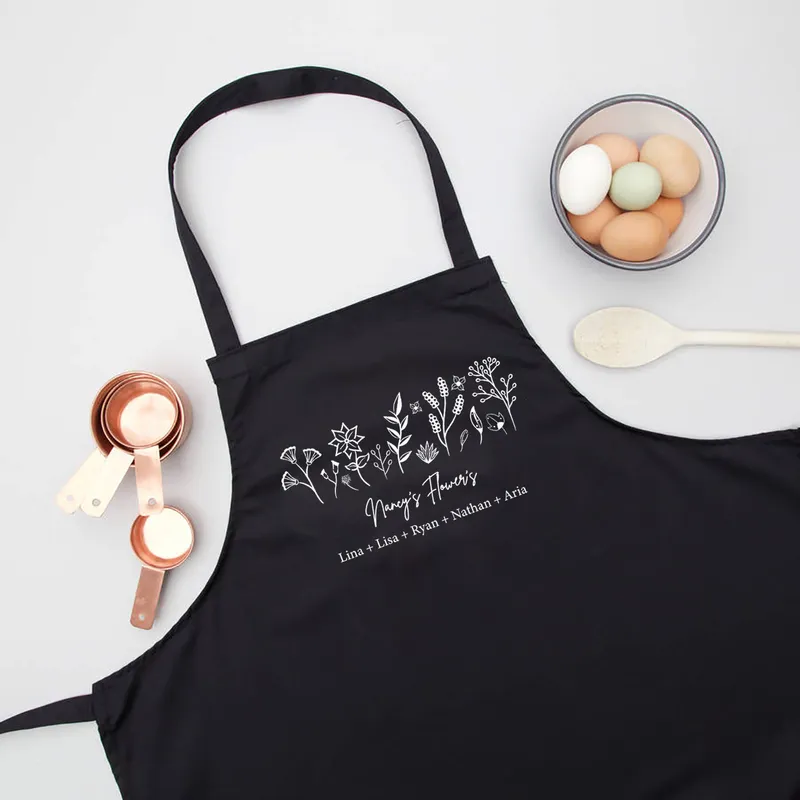 Personalized Floral Kitchen Apron for Grandma