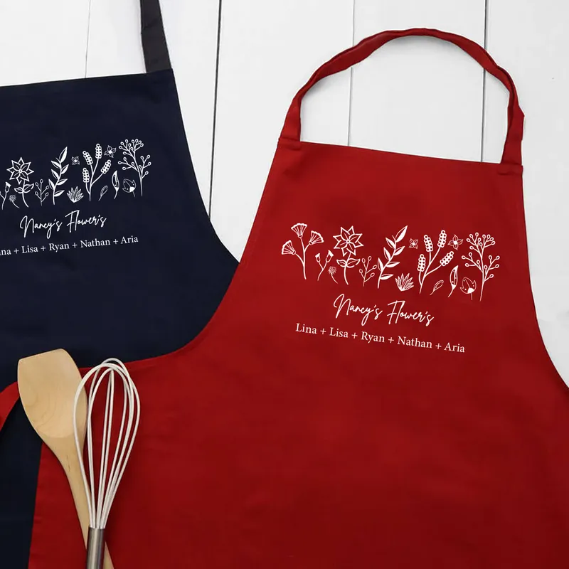 Personalized Floral Kitchen Apron for Grandma