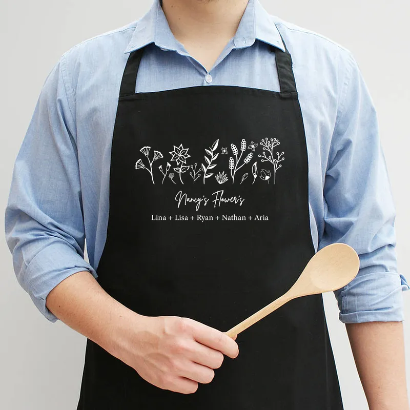 Personalized Floral Kitchen Apron for Grandma