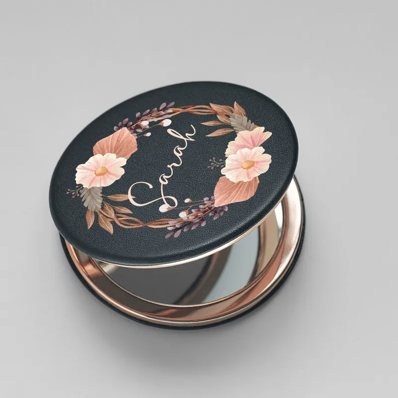 Personalised Floral Oval Makeup Mirror