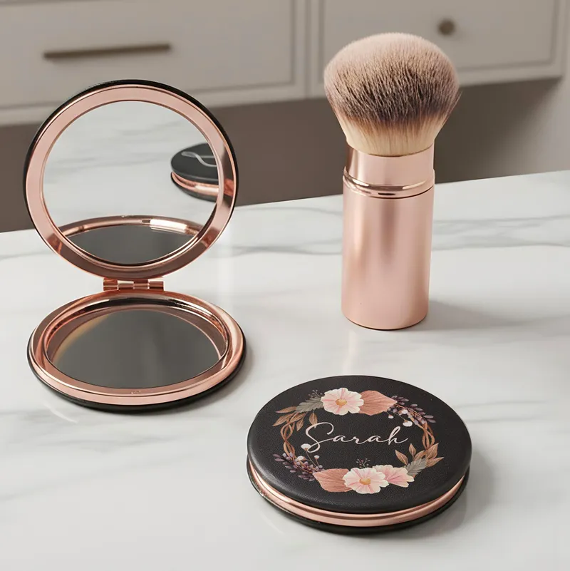 Personalised Floral Oval Makeup Mirror