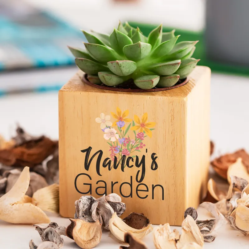 Personalized Floral Succulent Planter for Grandma