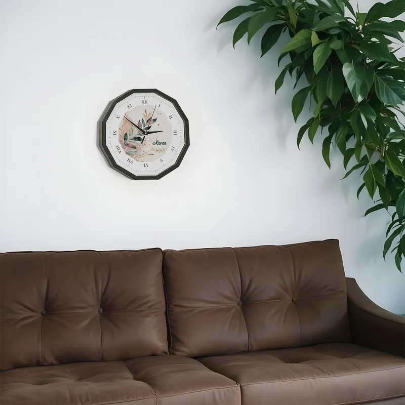 Personalised Floral Wooden Wall Clock for Home Décor