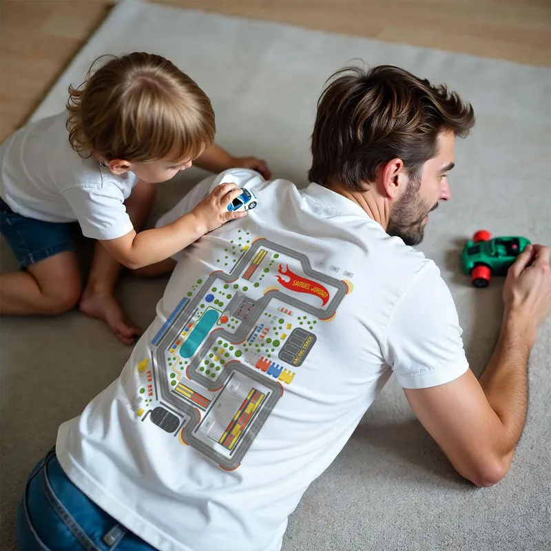 Personalised Fun Race Track Dad T-Shirt