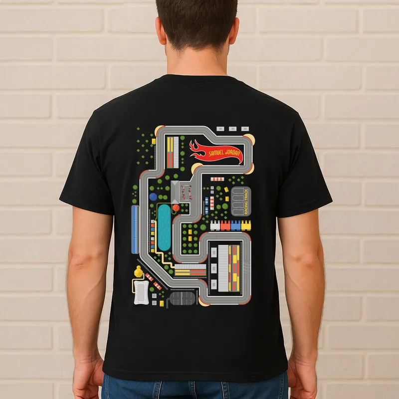 Personalised Fun Race Track Dad T-Shirt