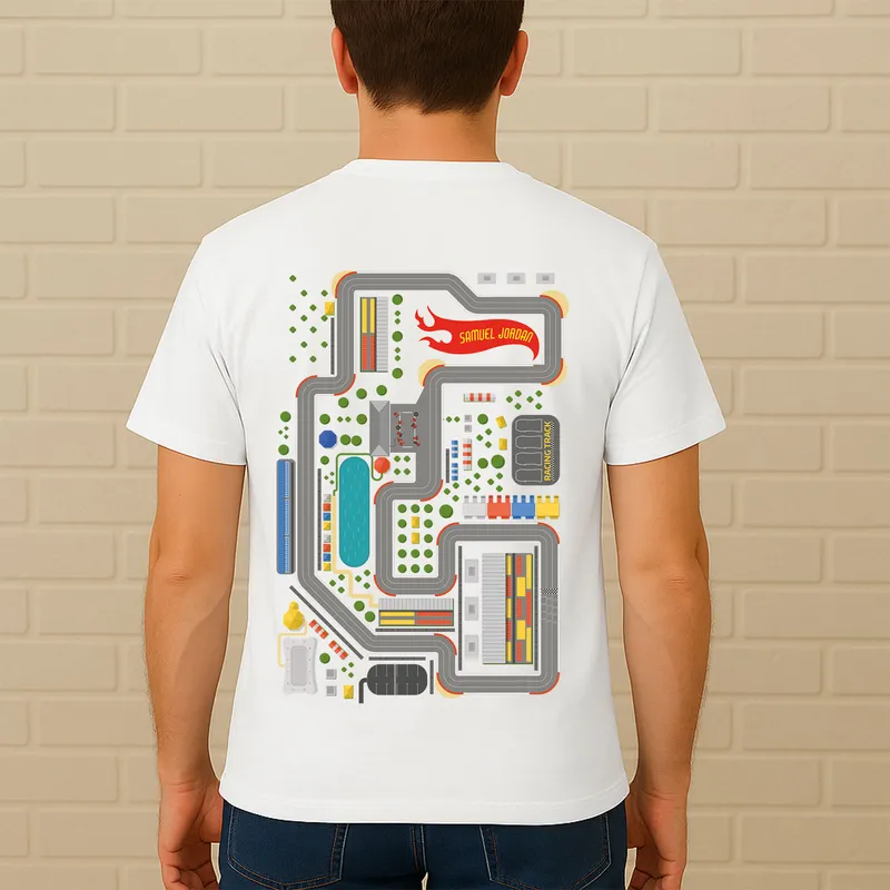 Personalised Fun Race Track Dad T-Shirt