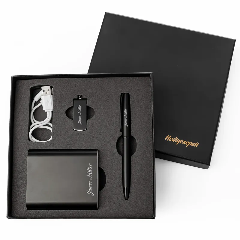 Personalized Gift Box: Power Bank, Pen, USB Flash Drive Set