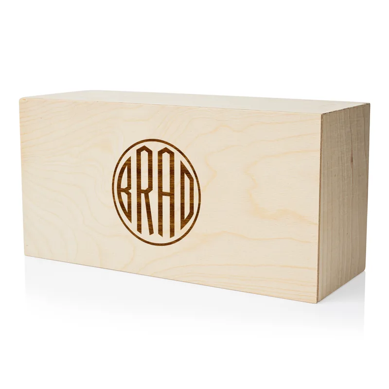 Personalized Gin Set with Wooden Box with Monogram Design