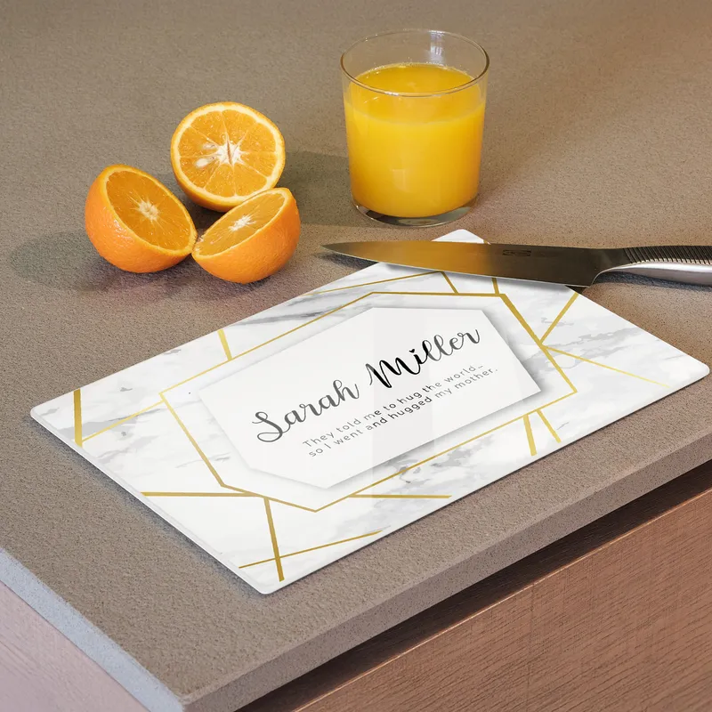Personalised Glass Cutting Board for Mum with Name and Message
