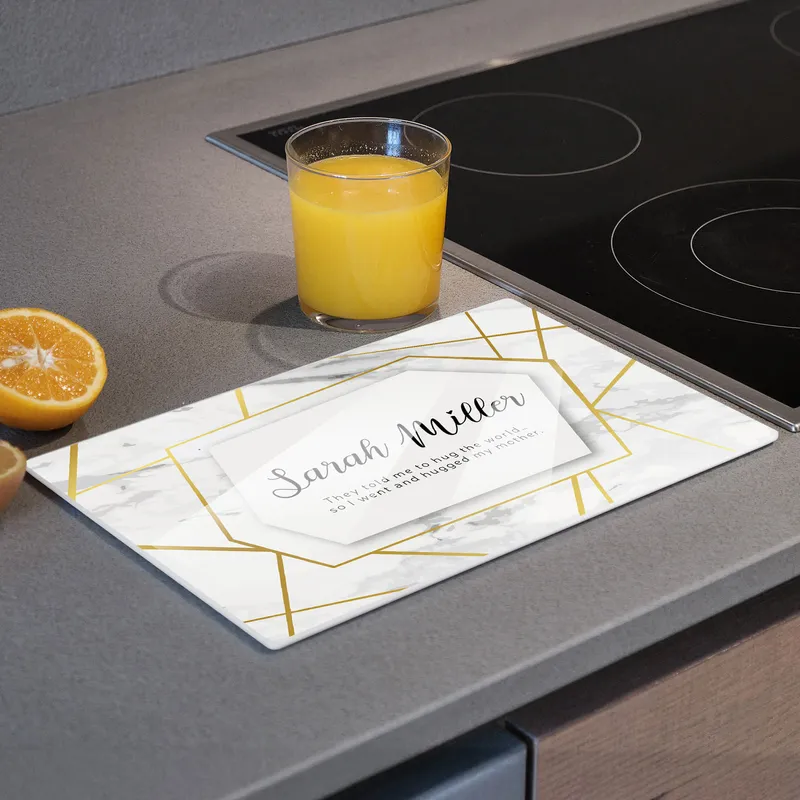 Personalised Glass Cutting Board for Mum with Name and Message